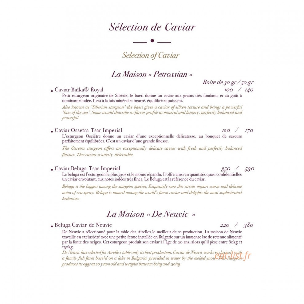 La Table des Airelles — carte page 5