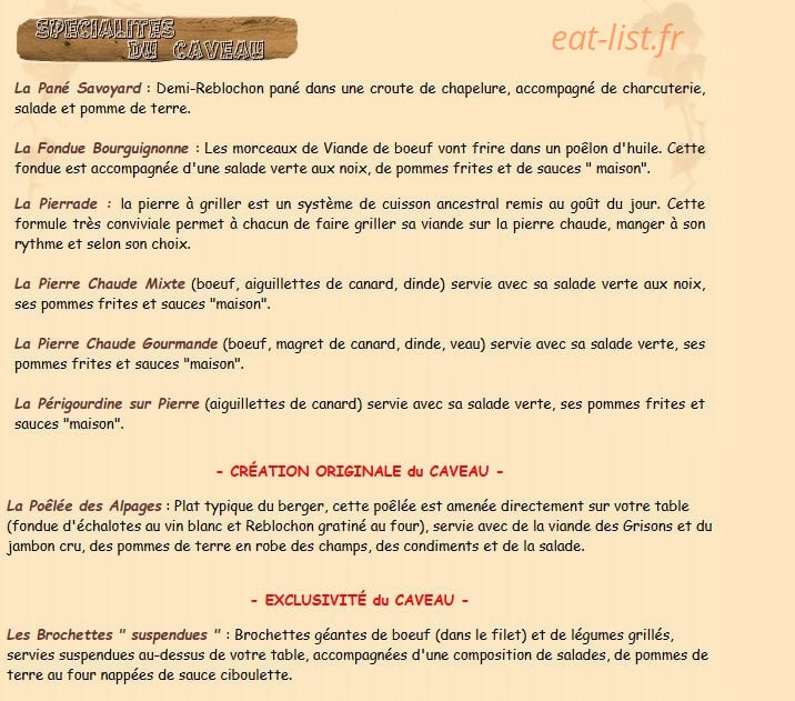 Le Caveau — carte page 2