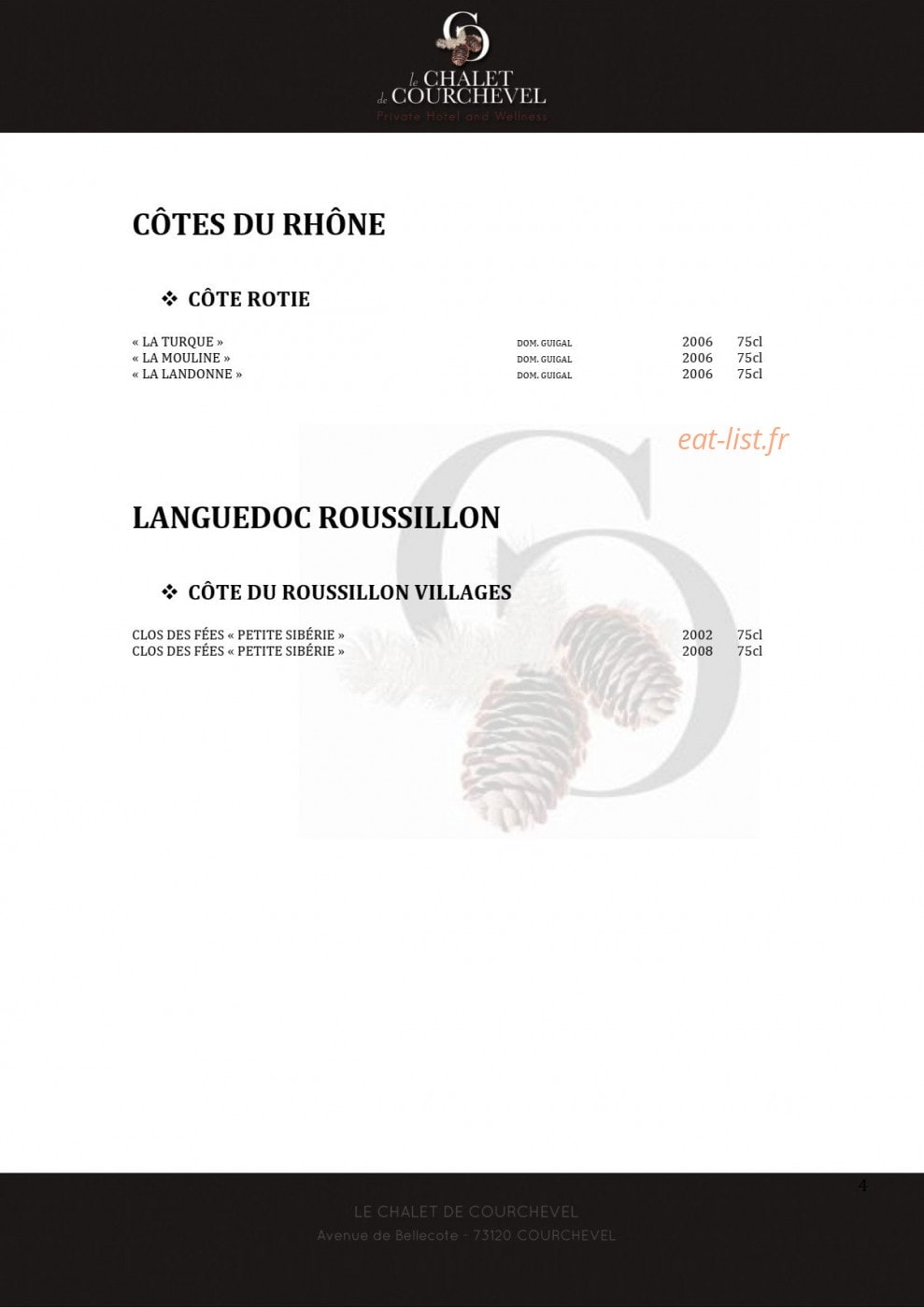 Le Chalet de Courchevel — carte page 4