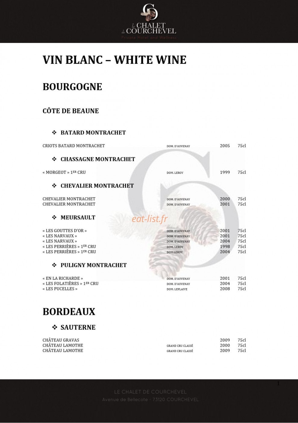 Le Chalet de Courchevel — carte page 1