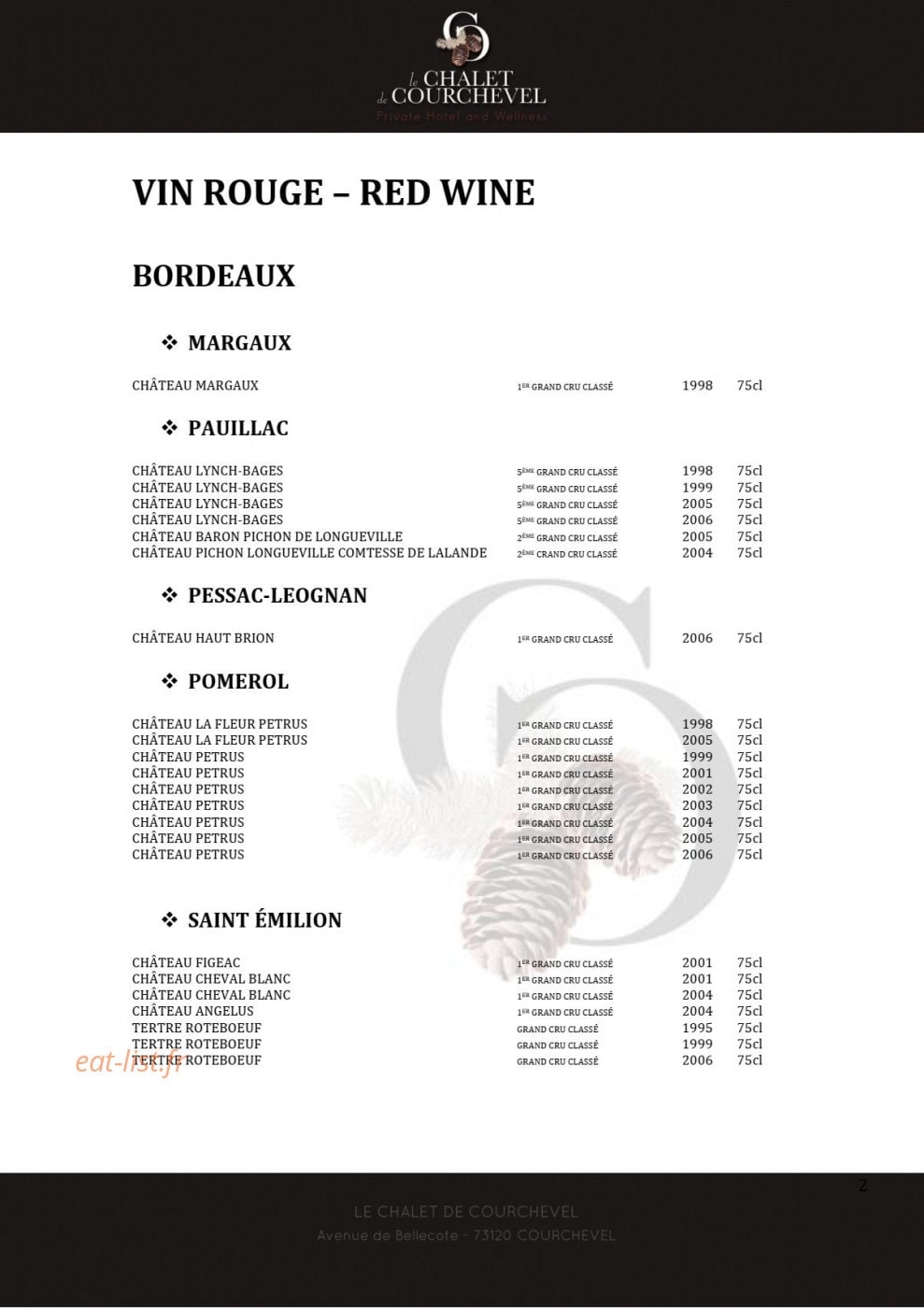 Le Chalet de Courchevel — carte page 2