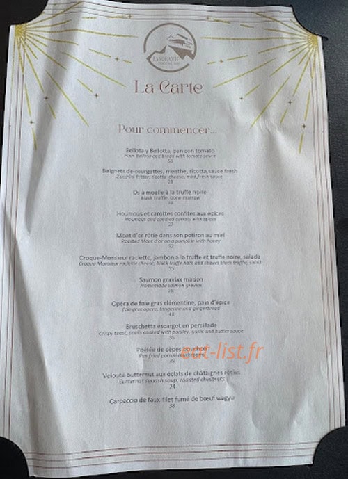 Le Panoramic — carte page 1