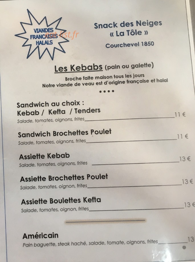 Le Snack Des Neiges — carte page 2