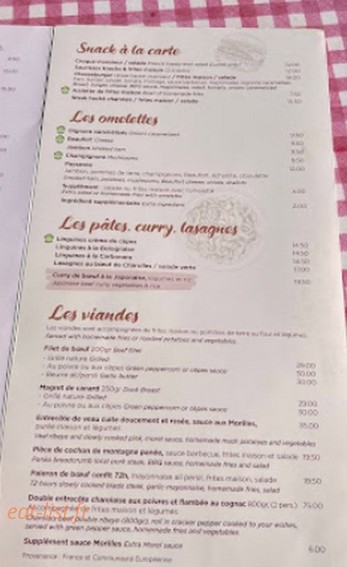 Les Chanterelles — carte page 1