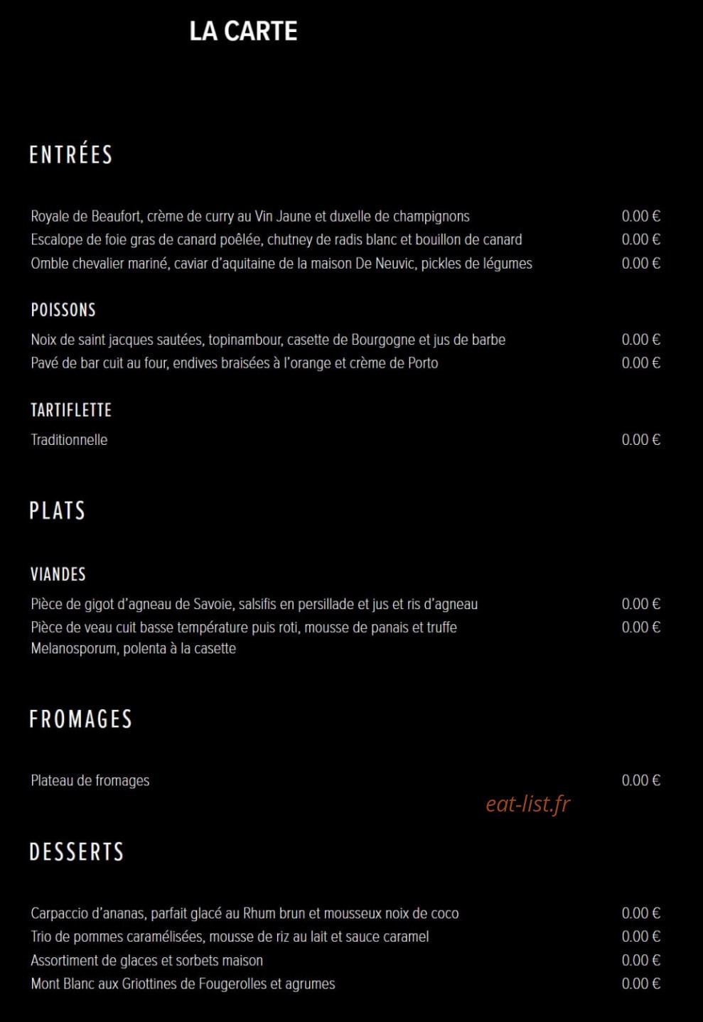 Restaurant Azimut — carte page 2