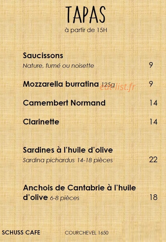 Schuss Café — carte page 3