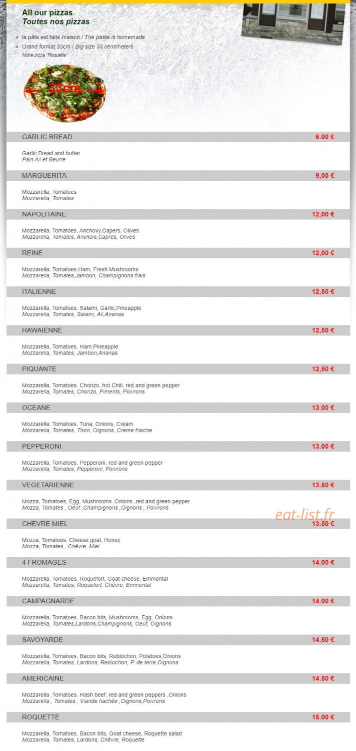 Snowfood La Pizza Gourmande — carte page 2
