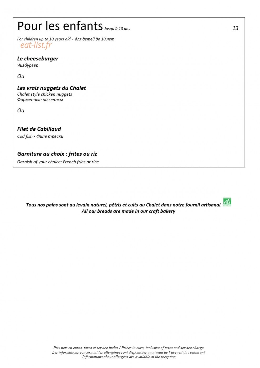 Le Chalet de Pierres — carte page 7