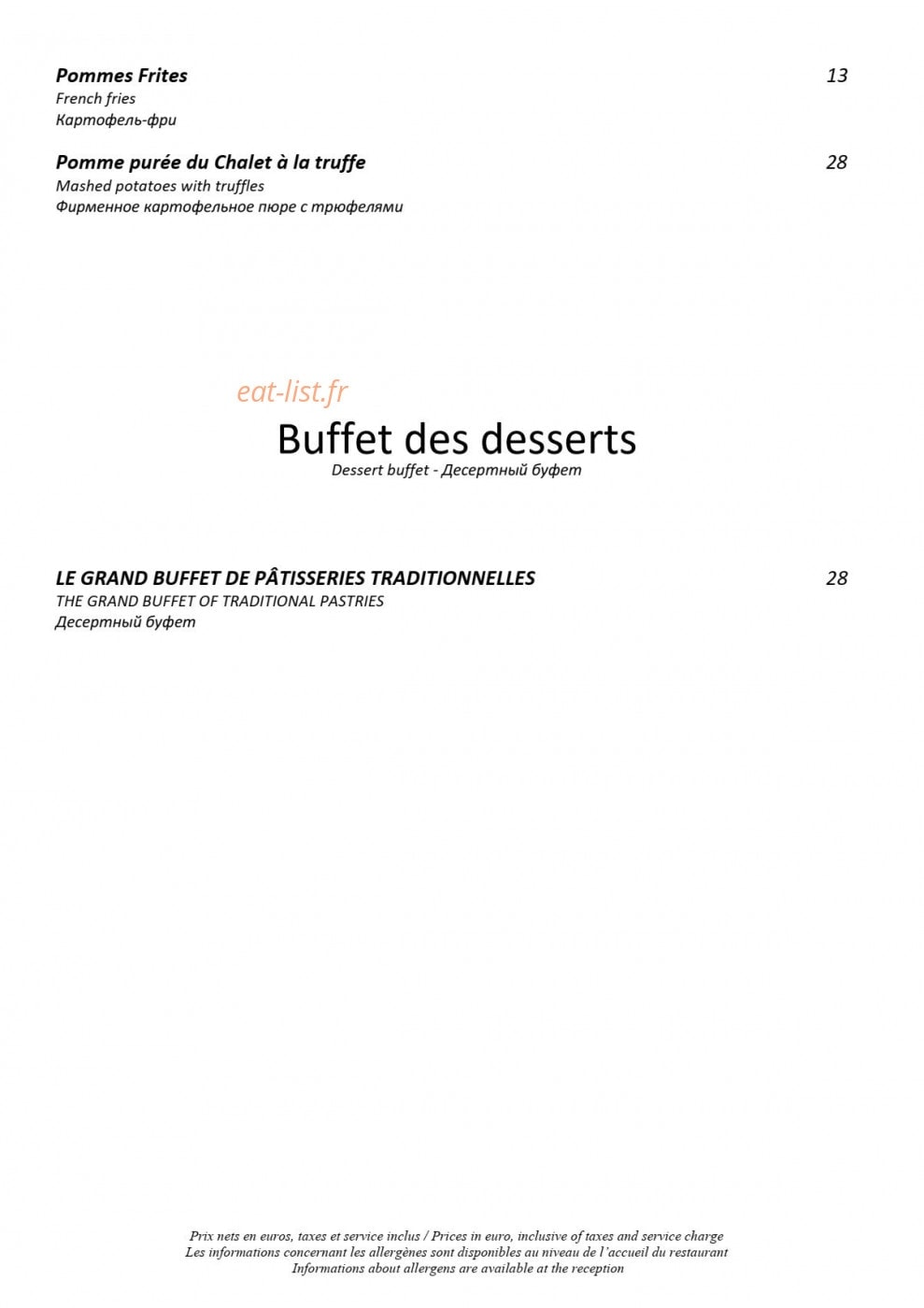 Le Chalet de Pierres — carte page 6