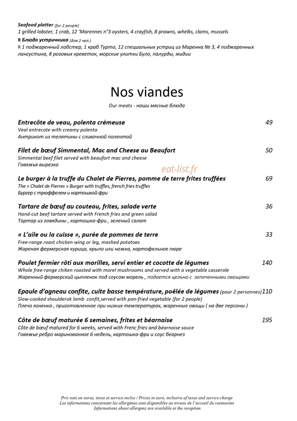 Le Chalet de Pierres — carte page 4