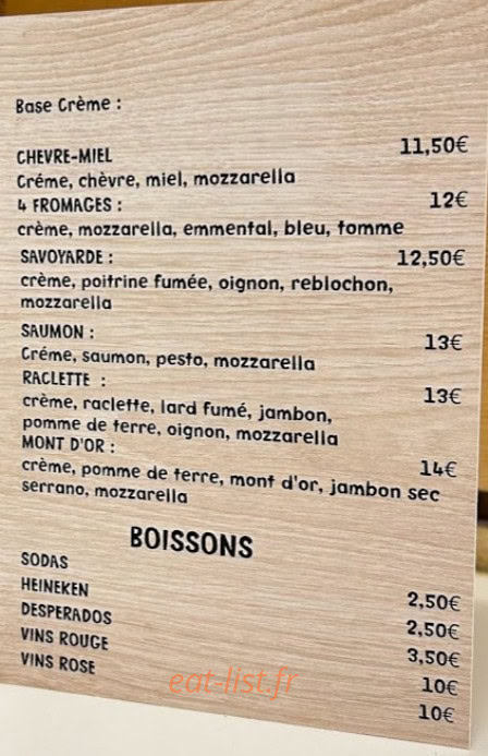 Le Chalet à Pizza — carte page 3
