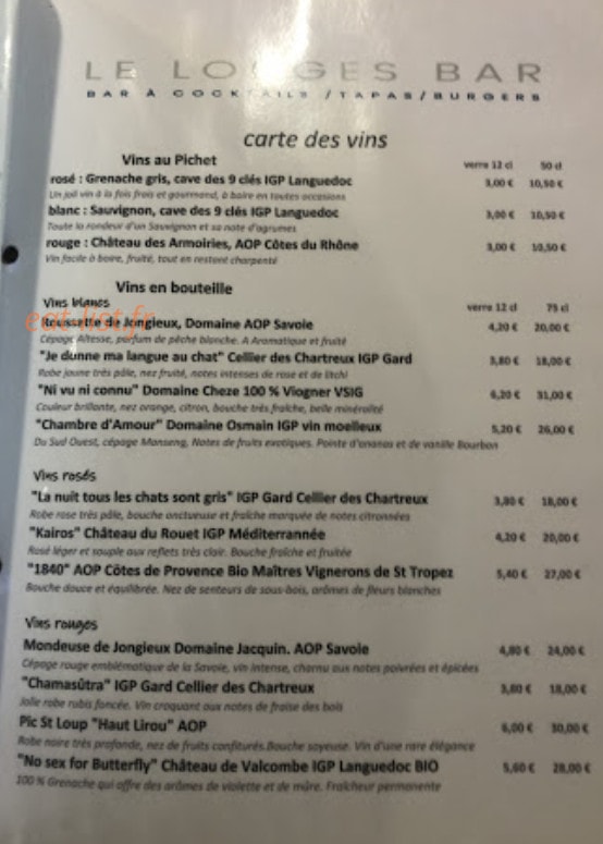 Le longes bar — carte page 4