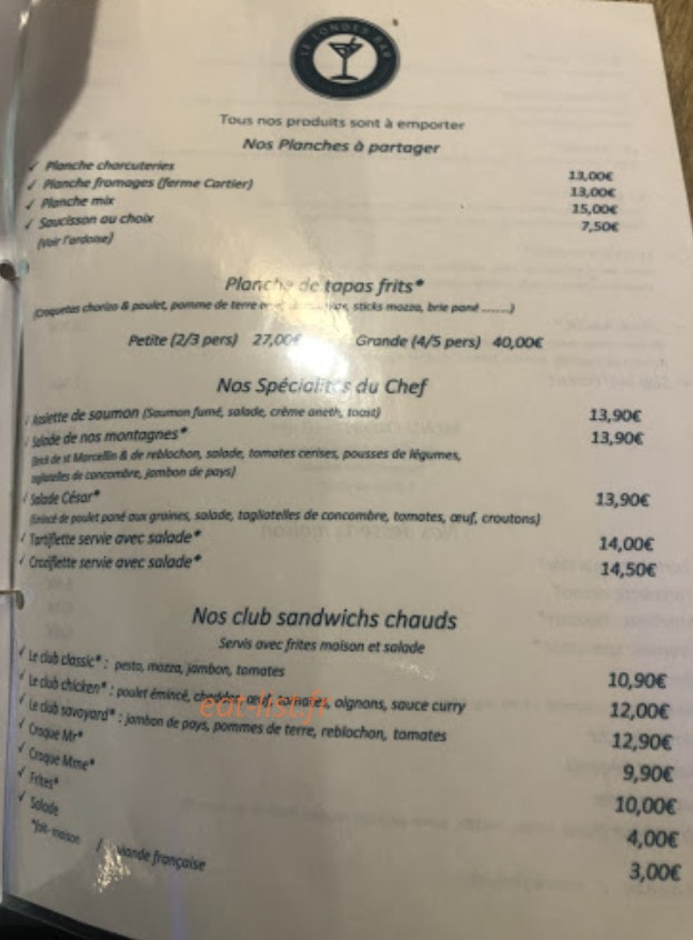 Le longes bar — carte page 6