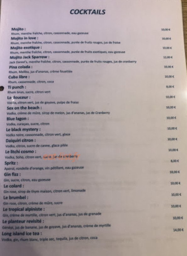 Le longes bar — carte page 2