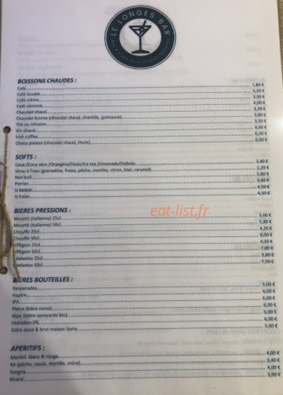 Le longes bar — carte page 3