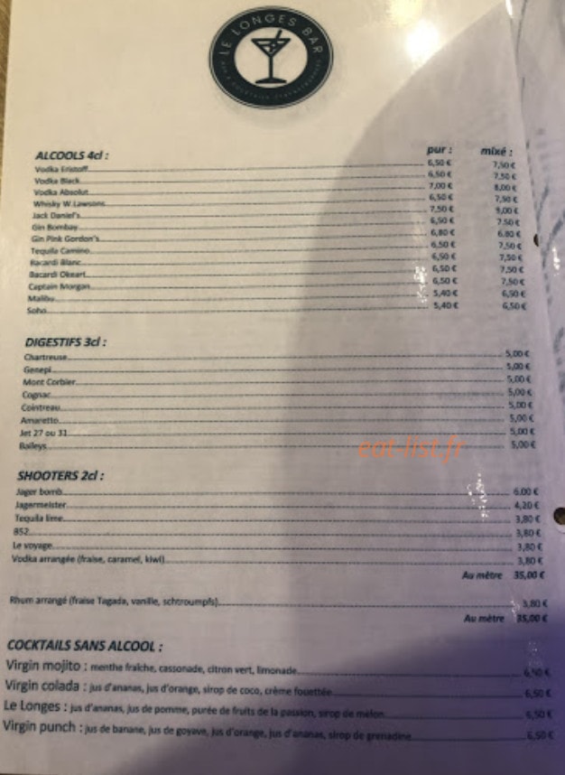 Le longes bar — carte page 5