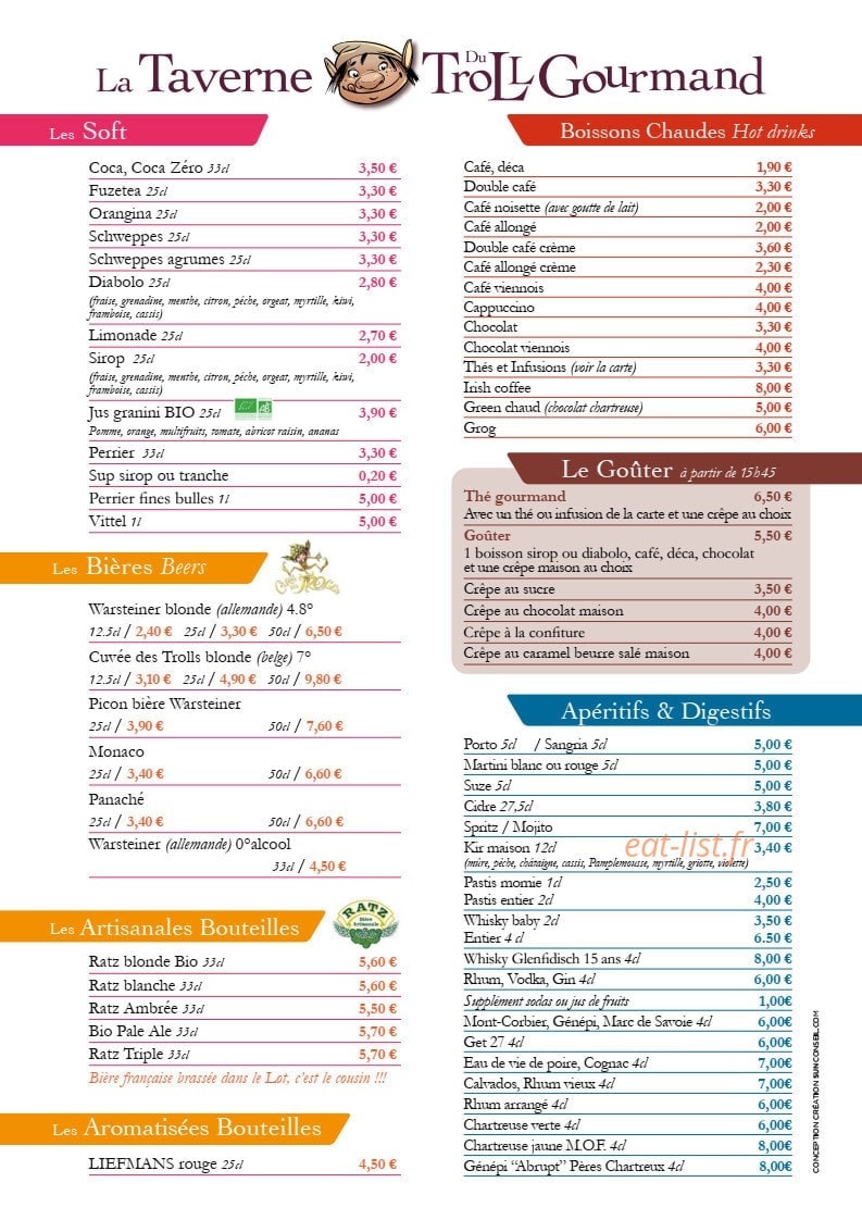 Le Troll Gourmand — carte page 11