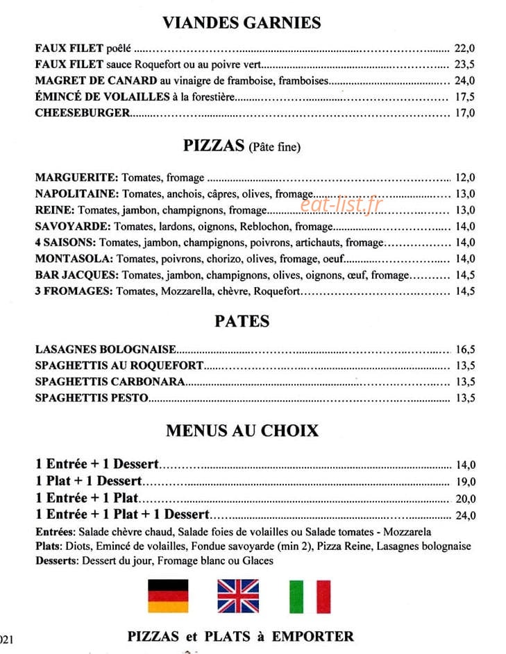 Bar Jacques — carte page 2
