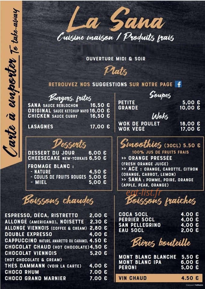 La Sana — carte page 1