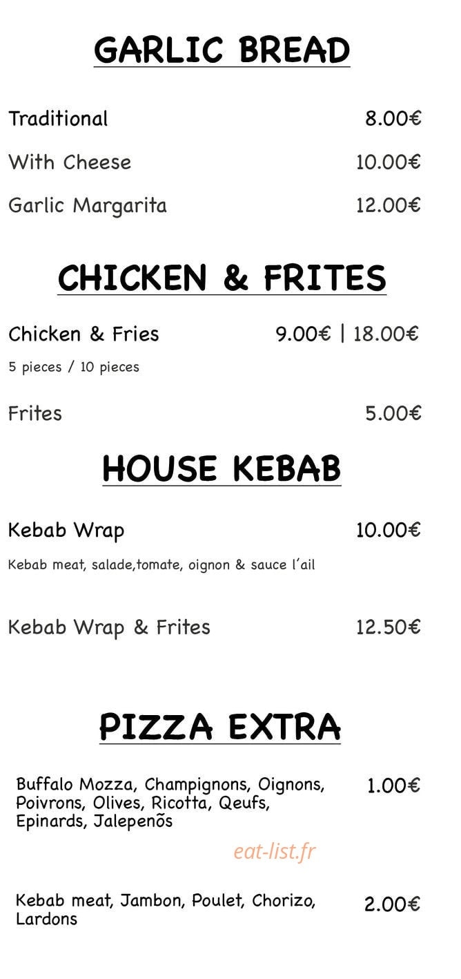 Slice Pizzeria — carte page 1