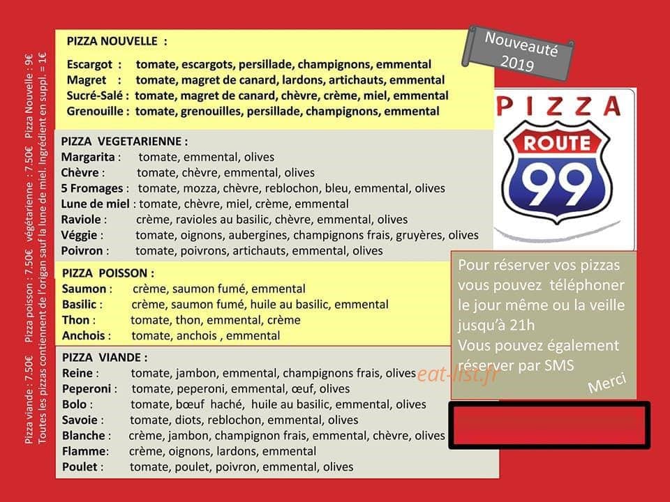 Pizza route 99 — carte page 1