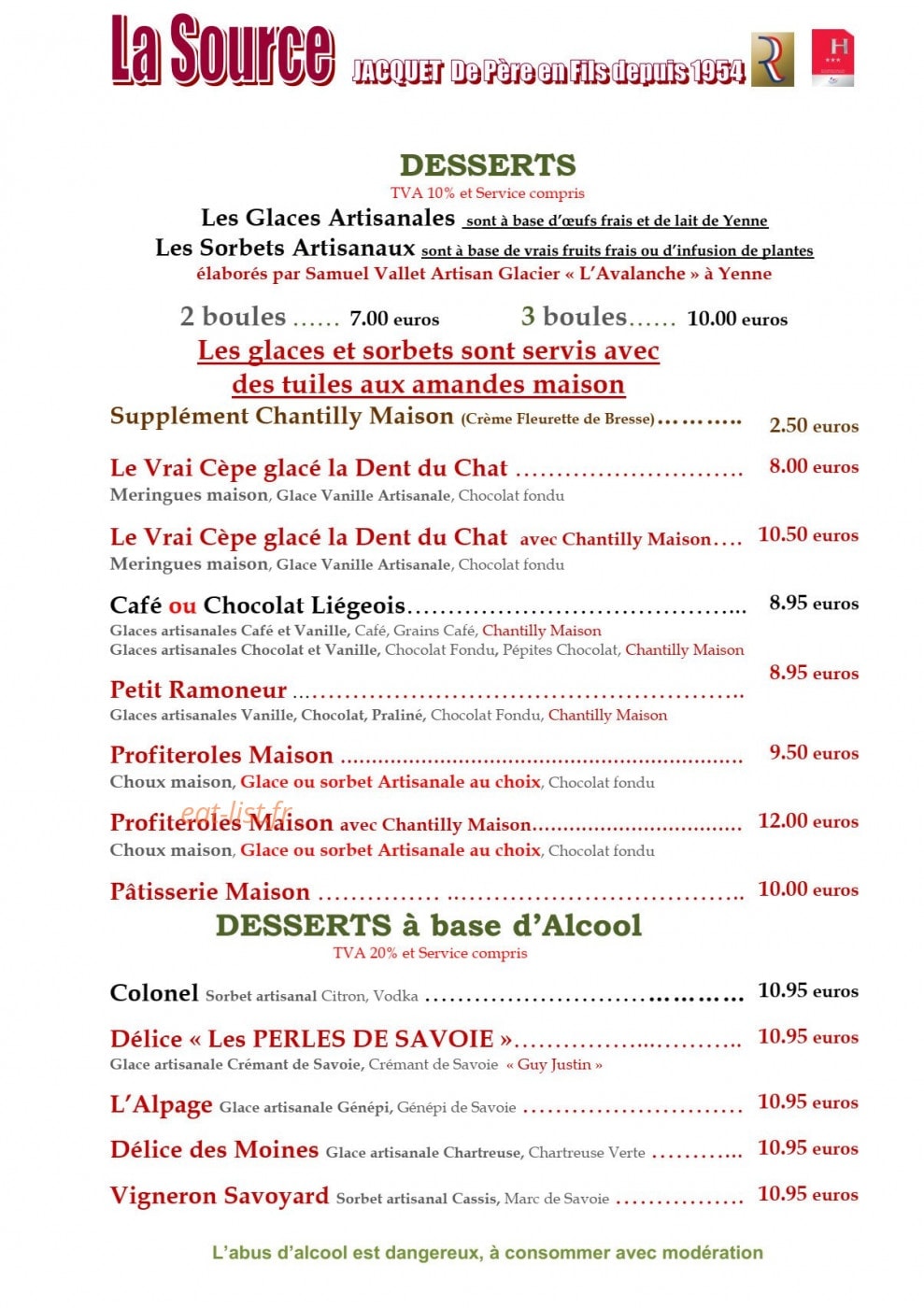 Restaurant Jacquet — carte page 5