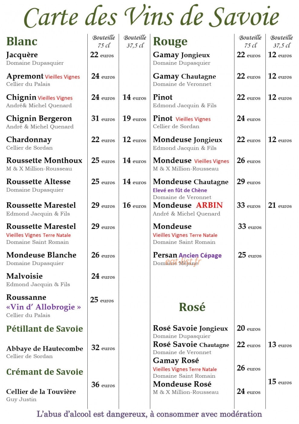 Restaurant Jacquet — carte page 6