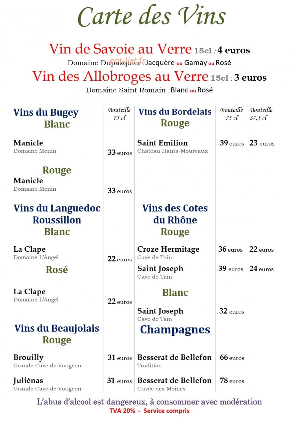 Restaurant Jacquet — carte page 7