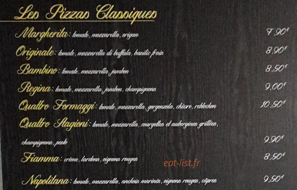 La Pizz' Authentique — carte page 1