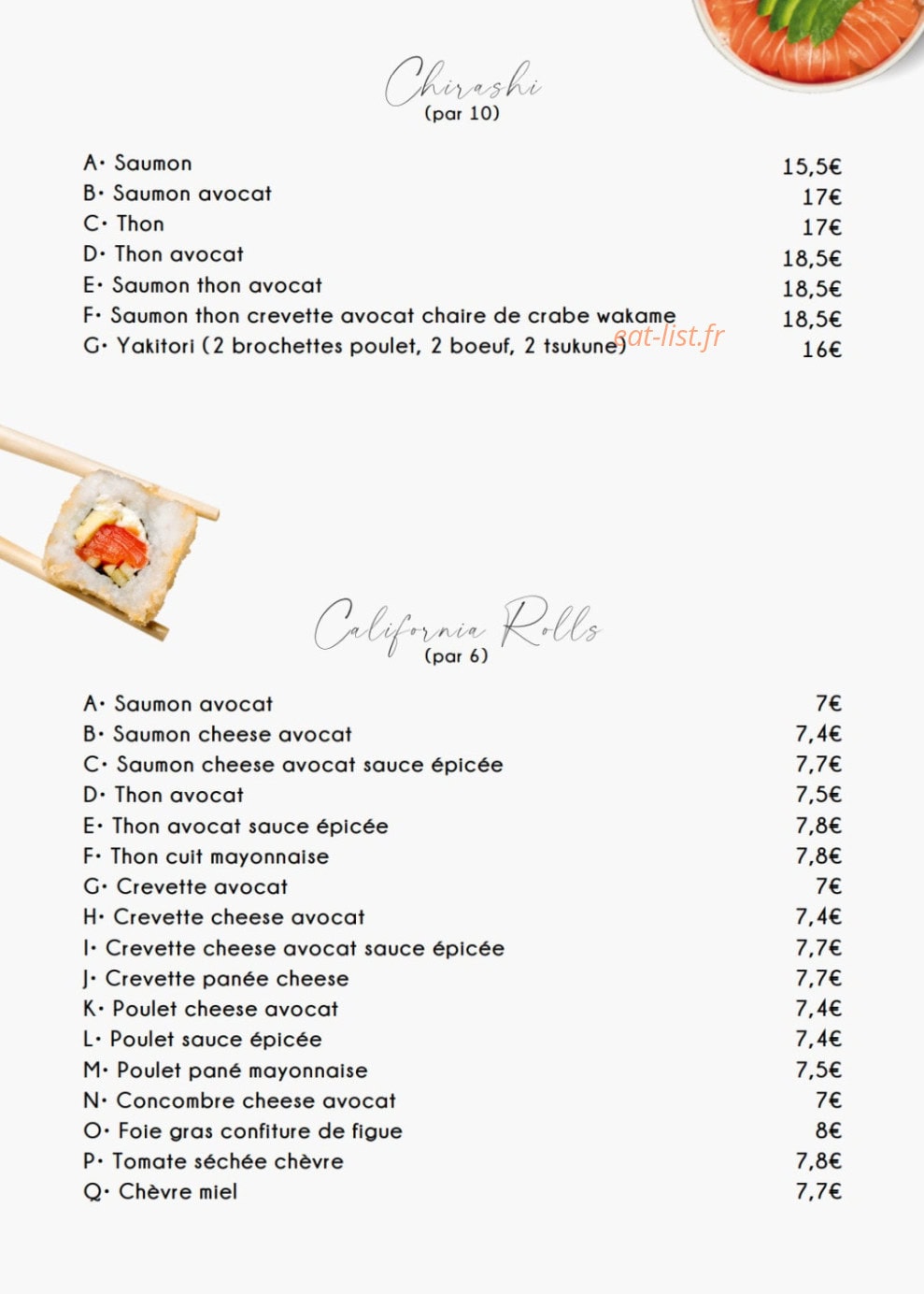 O'mimi Sushi — carte page 3