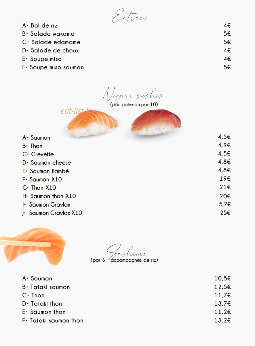 O'mimi Sushi — carte page 2