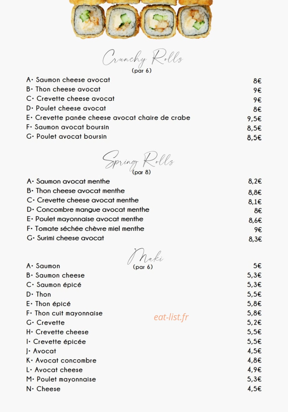 O'mimi Sushi — carte page 4