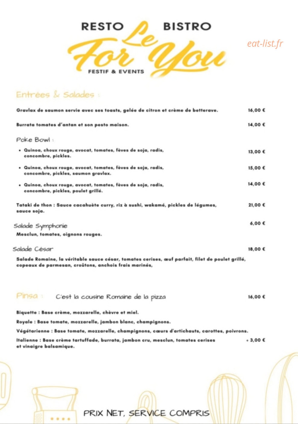 Le For You — carte page 1