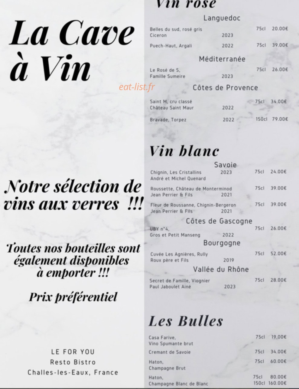 Le For You — carte page 6