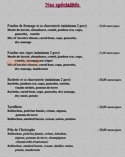 Auberge Saint Michel — carte page 2