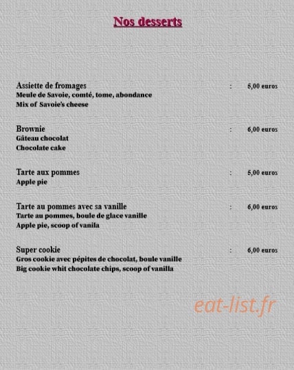 Auberge Saint Michel — carte page 7