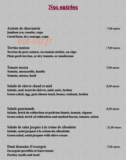 Auberge Saint Michel — carte page 5