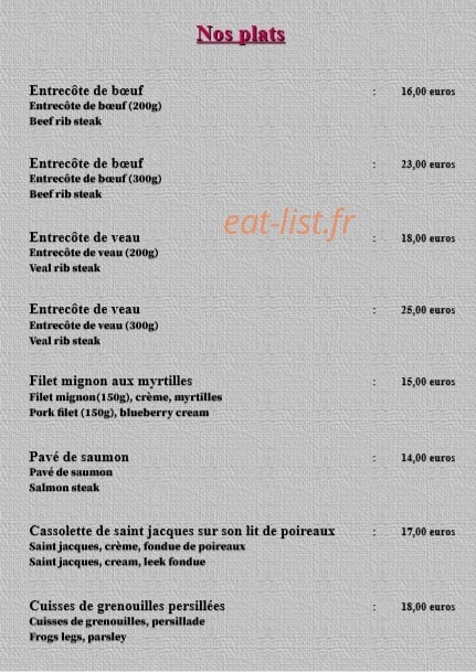 Auberge Saint Michel — carte page 3