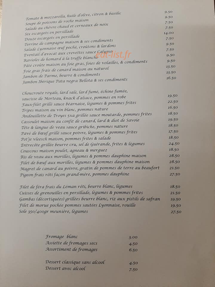 Auberge de l'Hirondelle — carte page 2