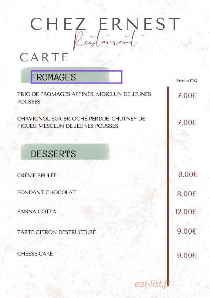 Chez Ernest — carte page 6