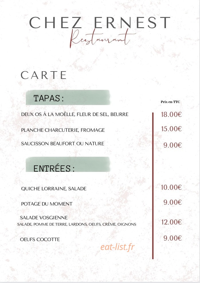 Chez Ernest — carte page 3