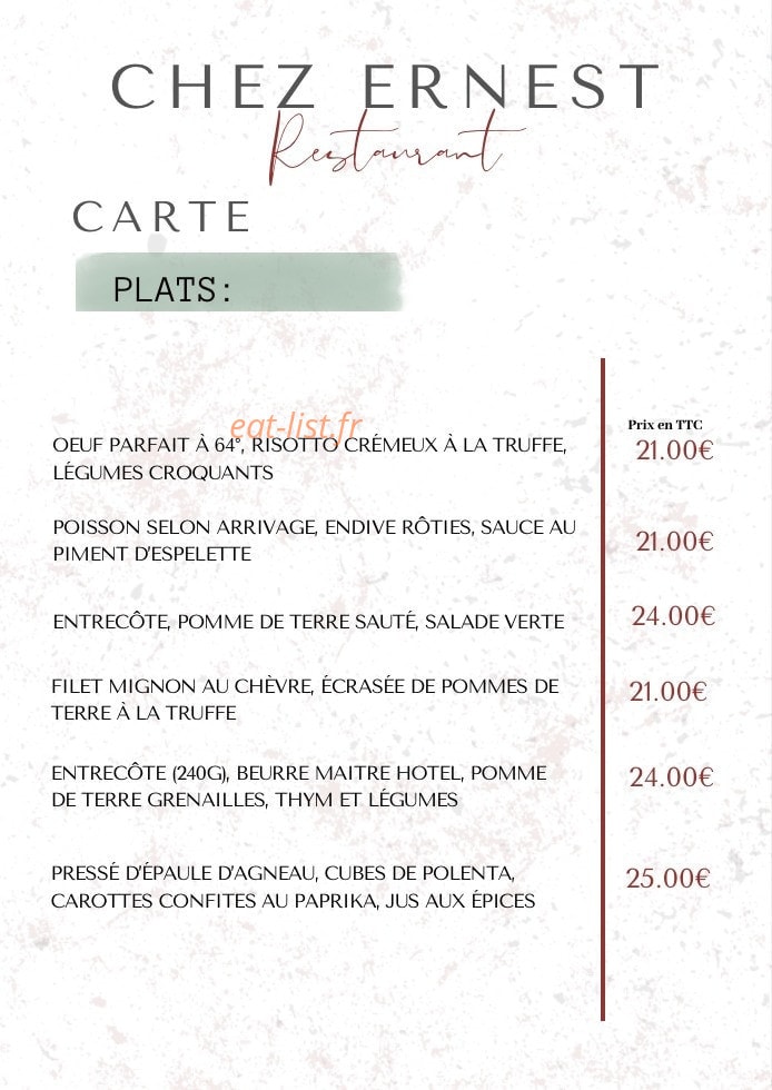 Chez Ernest — carte page 4