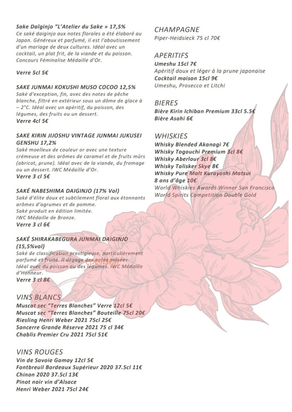 Kaiseki Sushi — carte page 4