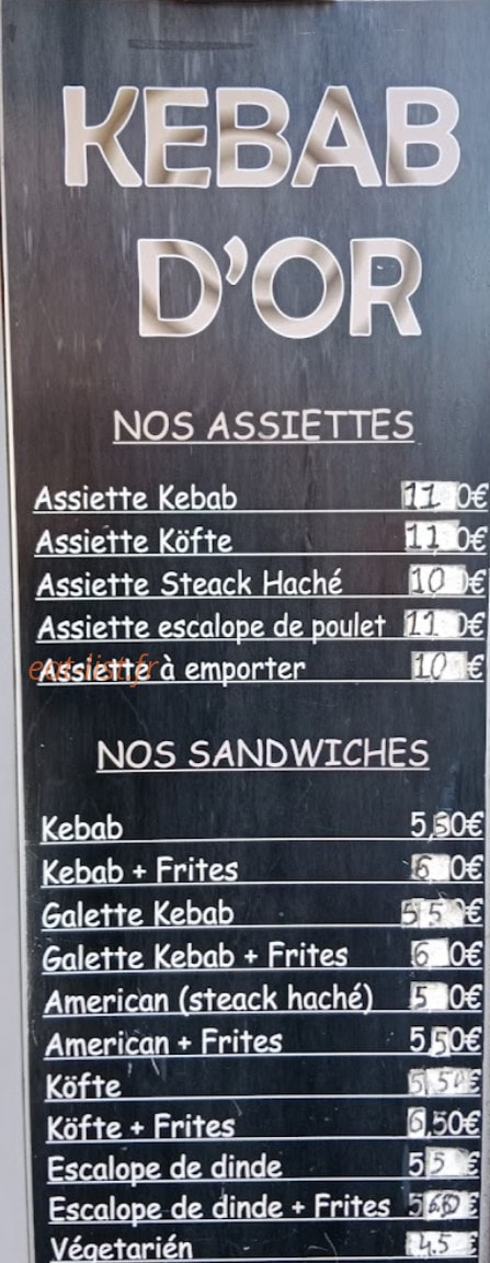 Kebab d'Or — carte page 2
