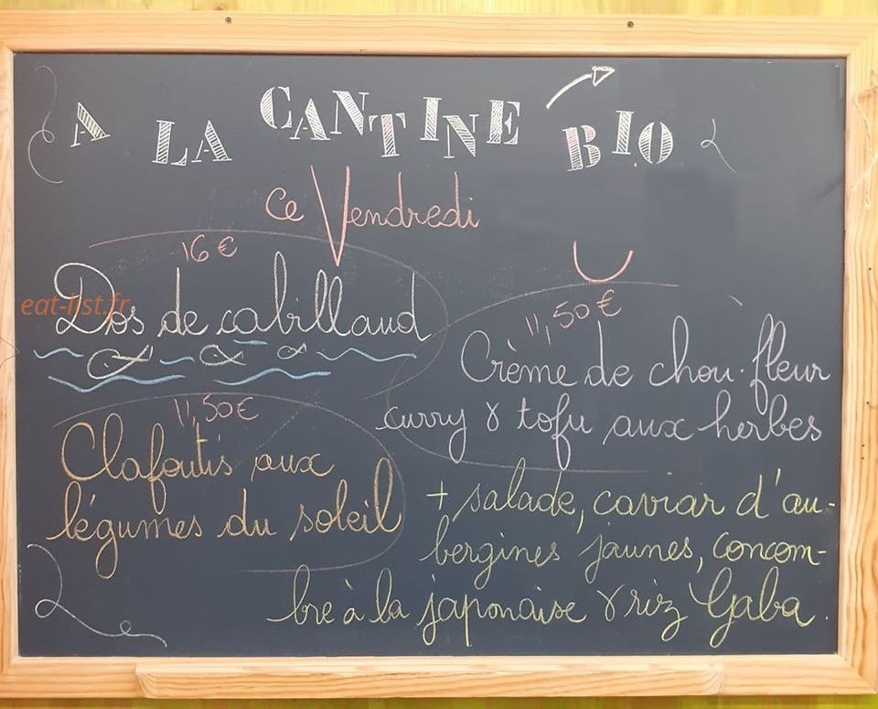 La Cantine Bio — carte page 1