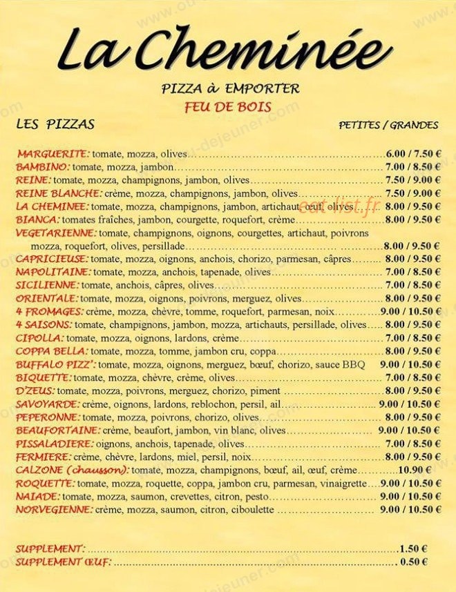 La Cheminée — carte page 1