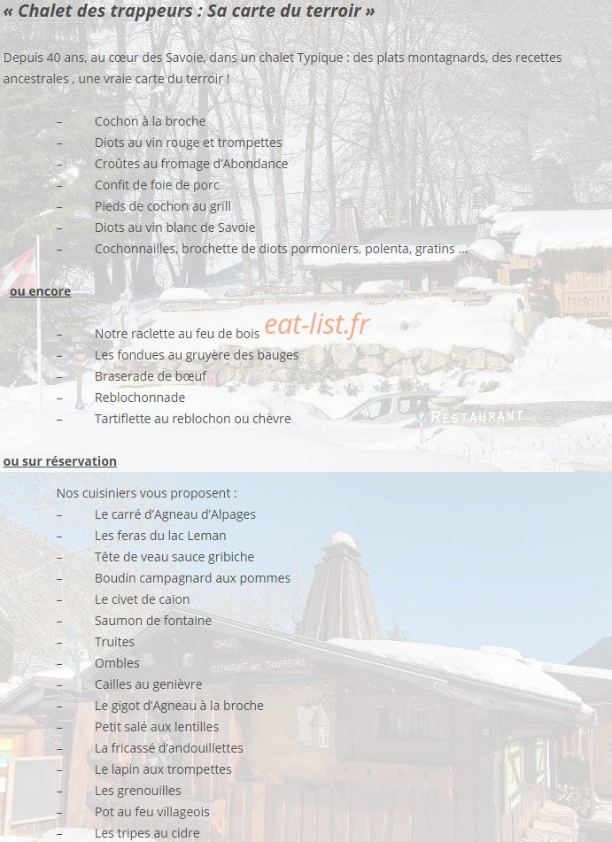 Le Chalet des Trappeurs — carte page 1