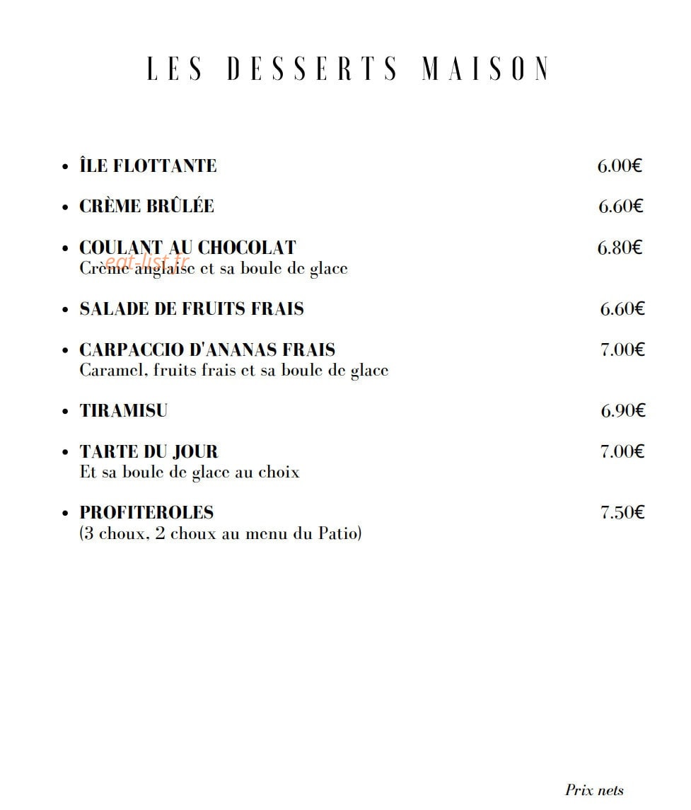 Le Patio — carte page 17