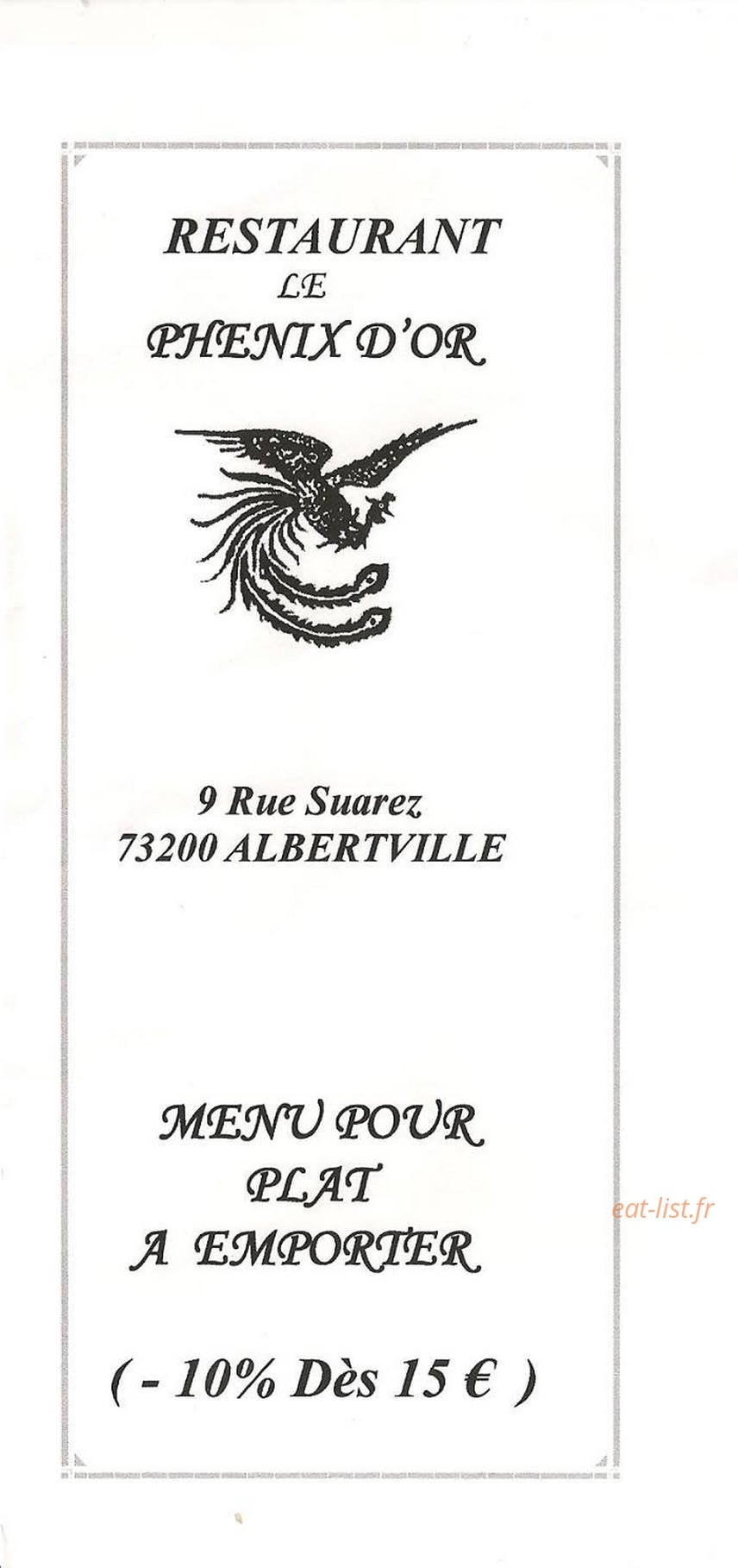 Le Phénix D'or — carte page 1
