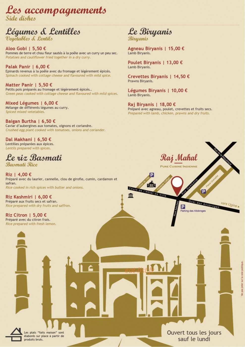 Raj Mahal — carte page 4